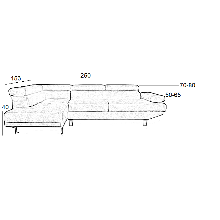 CORNER GREY ΥΦΑΣΜΑ ΚΑΝΑΠΕΣ ΔΕΞΙΑ ΓΩΝΙΑ 250x153x80