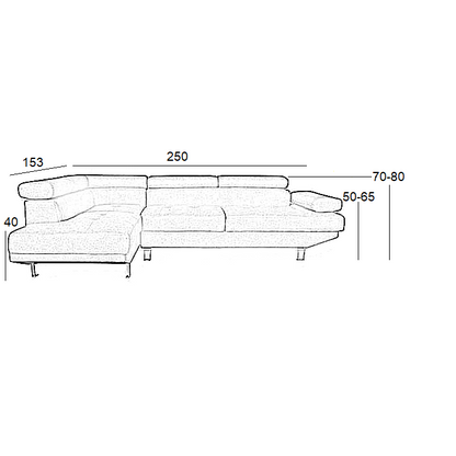 CORNER GREY ΥΦΑΣΜΑ ΚΑΝΑΠΕΣ ΔΕΞΙΑ ΓΩΝΙΑ 250x153x80
