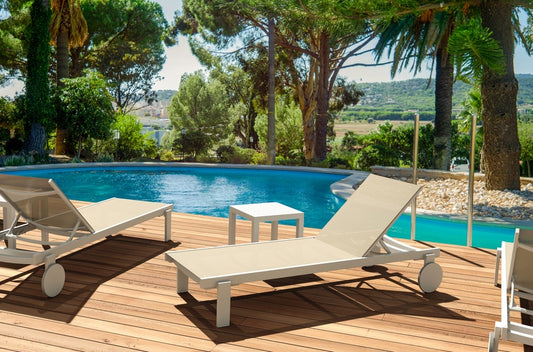 CASABLANCA ΞΑΠΛΩΣΤΡΑ WHITE/TAUPE ΑΛΟΥΜ-ΠΟΛ/ΝΙΟΥ 74x190x31