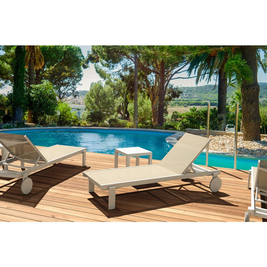 CASABLANCA ΞΑΠΛΩΣΤΡΑ WHITE/TAUPE ΑΛΟΥΜ-ΠΟΛ/ΝΙΟΥ 74x190x31