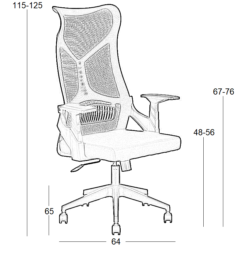 A9920 ΜΑΥΡO MESH ΠΟΛΥΘΡΟΝΑ ΓΡΑΦΕΙΟΥ 64X65X48-115/56-125εκ.