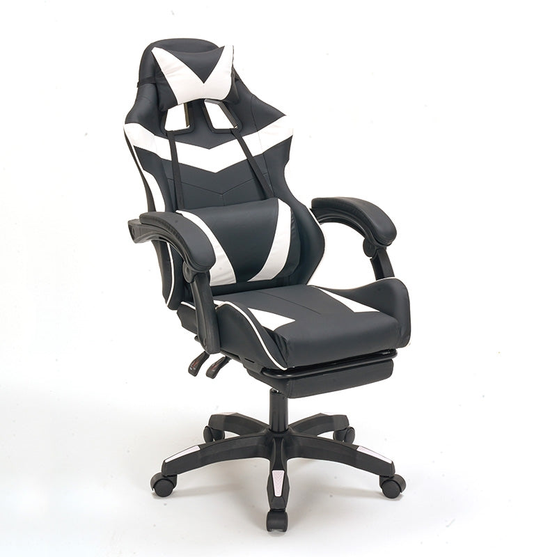 A9937 ΜΑΥΡΟ/ΛΕΥΚΟ PVC ΠΟΛΥΘΡΟΝΑ GAMING/ΜΕ ΥΠΟΠΟΔΙΟ 64X59X43-112/53-125εκ.