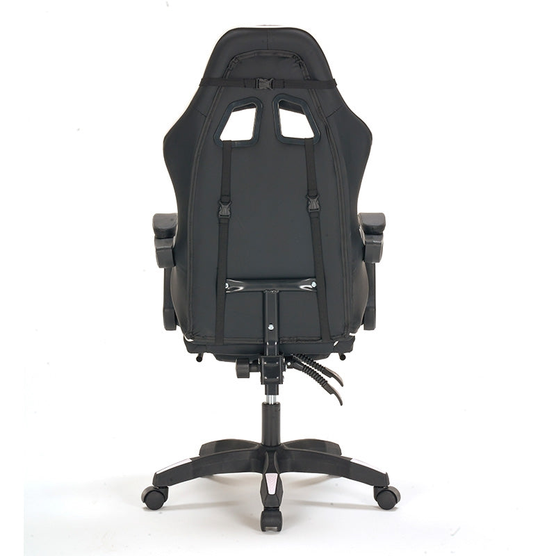 A9937 ΜΑΥΡΟ/ΛΕΥΚΟ PVC ΠΟΛΥΘΡΟΝΑ GAMING/ΜΕ ΥΠΟΠΟΔΙΟ 64X59X43-112/53-125εκ.