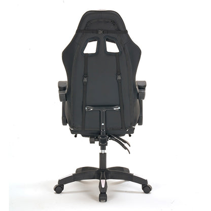 A9937 ΜΑΥΡΟ/ΛΕΥΚΟ PVC ΠΟΛΥΘΡΟΝΑ GAMING/ΜΕ ΥΠΟΠΟΔΙΟ 64X59X43-112/53-125εκ.
