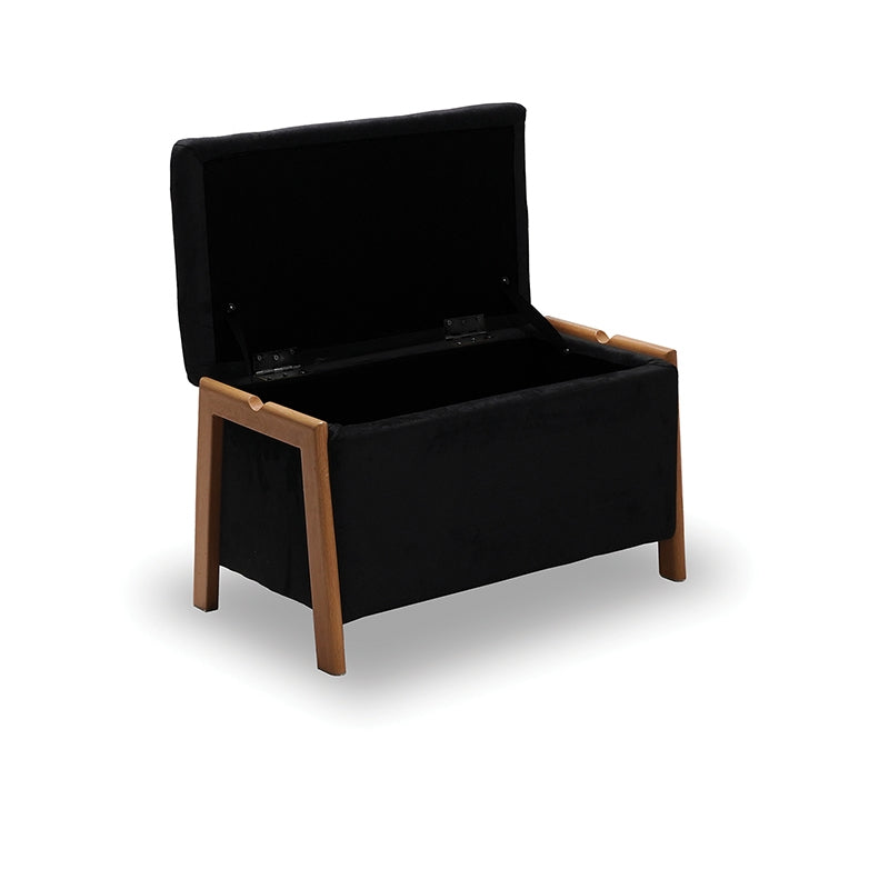 DALI VELVET BLACK STOOL WITH STORAGE 75x42x44