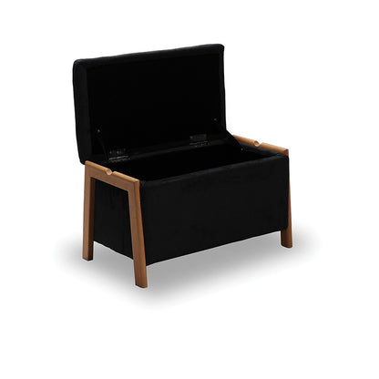 DALI VELVET BLACK STOOL WITH STORAGE 75x42x44