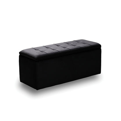 LIDO STOOL VELVET BLACK WITH STORAGE 101x41x42