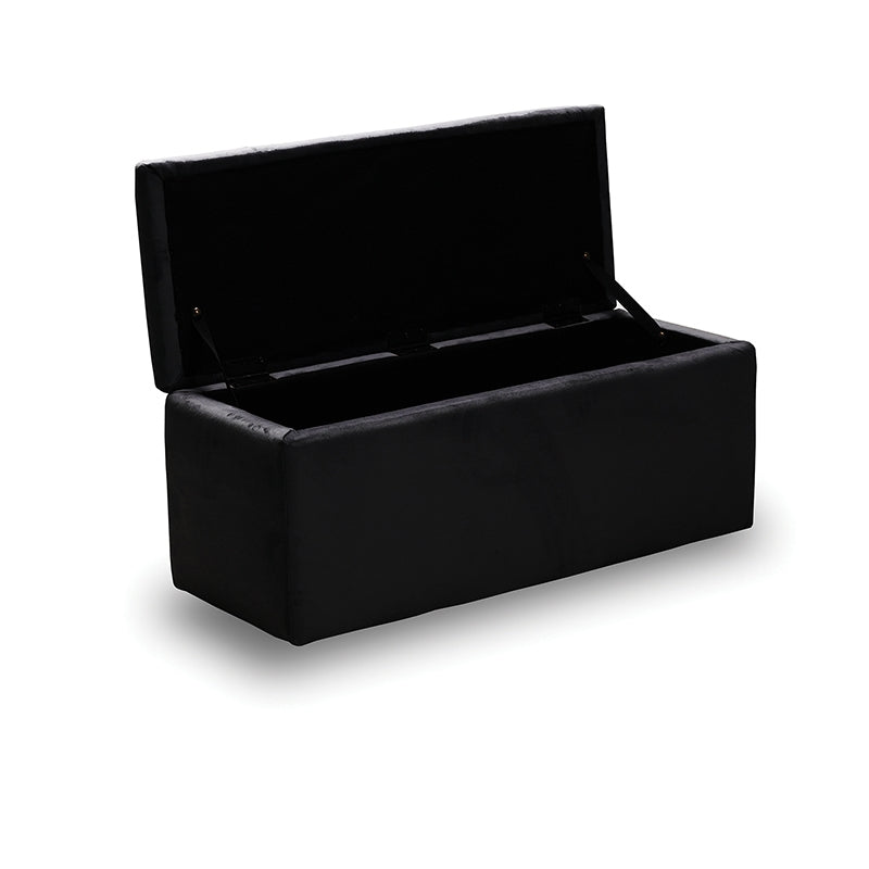 LIDO STOOL VELVET BLACK WITH STORAGE 101x41x42