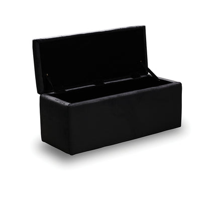 LIDO STOOL VELVET BLACK WITH STORAGE 101x41x42