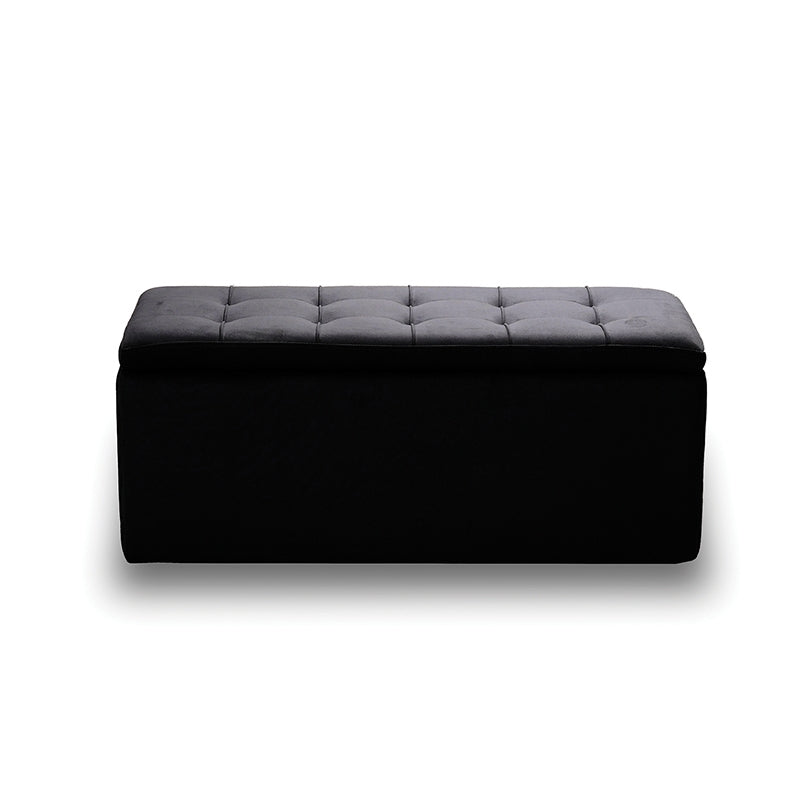 LIDO STOOL VELVET BLACK WITH STORAGE 101x41x42