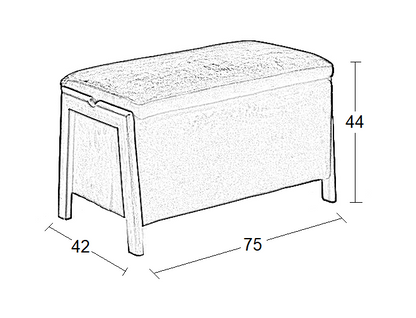 DALI STOOL VELVET GREY WITH STORAGE SPACE 75x42x44