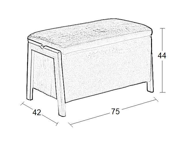 DALI VELVET BLACK STOOL WITH STORAGE 75x42x44