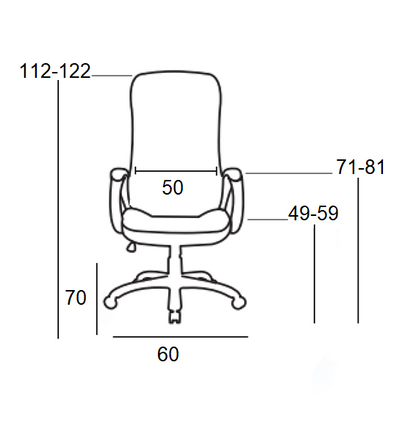 A9940 ΜΑΥΡΟ PVC ΠΟΛΥΘΡΟΝΑ ΓΡΑΦΕΙΟΥ 60x70x49-112/59-122