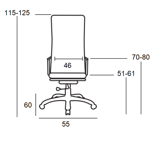 A9944 ΜΑΥΡΟ PU ΠΟΛΥΘΡΟΝΑ ΓΡΑΦΕΙΟΥ 55x60x51-115/61-125