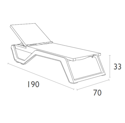 RIO PRO SUN LOUNGER DARK GREY/BLACK POLYPROPYLENE 190x70x33