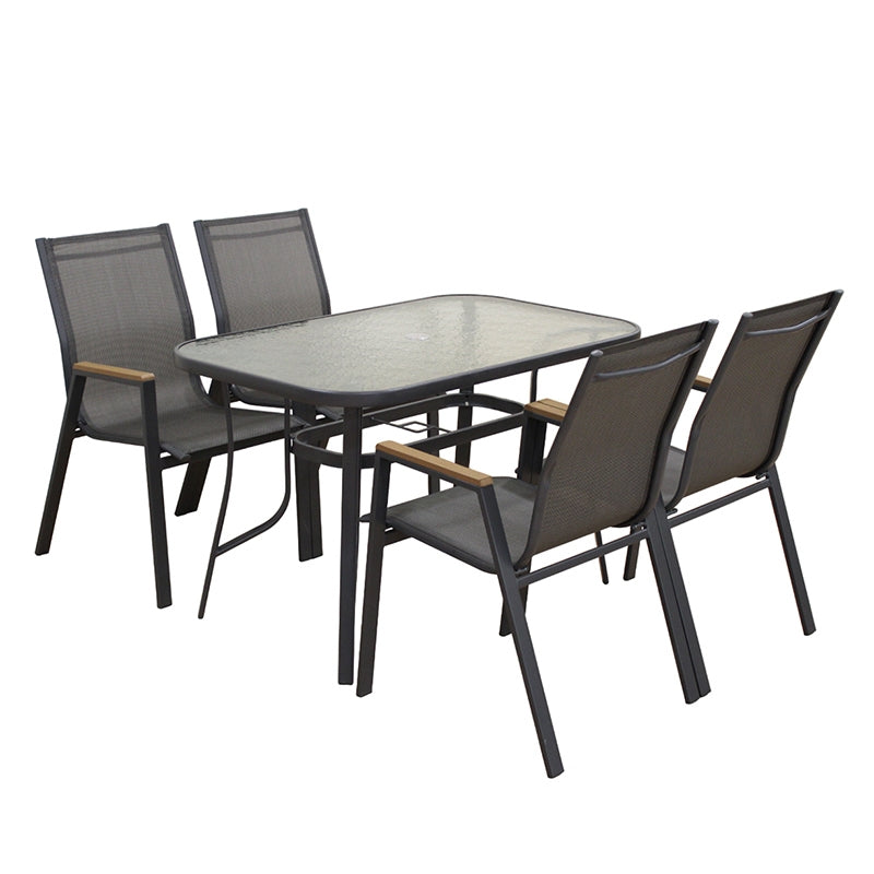 SELBY SET ΤΡΑΠΕΖΑΡΙΑΣ 5 ΤΜΧ ΑΝΘΡΑΚΙ 120x70εκ