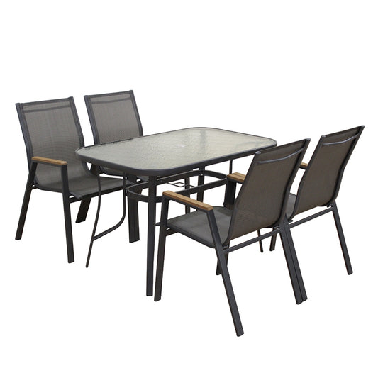 SELBY SET ΤΡΑΠΕΖΑΡΙΑΣ 5 ΤΜΧ ΑΝΘΡΑΚΙ 120x70εκ