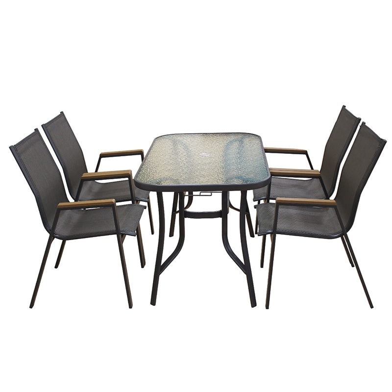 SELBY SET ΤΡΑΠΕΖΑΡΙΑΣ 5 ΤΜΧ ΑΝΘΡΑΚΙ 120x70εκ