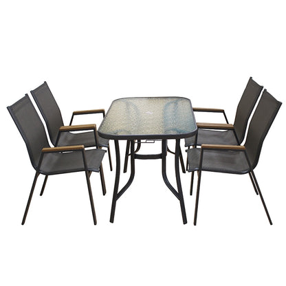 SELBY SET ΤΡΑΠΕΖΑΡΙΑΣ 5 ΤΜΧ ΑΝΘΡΑΚΙ 120x70εκ