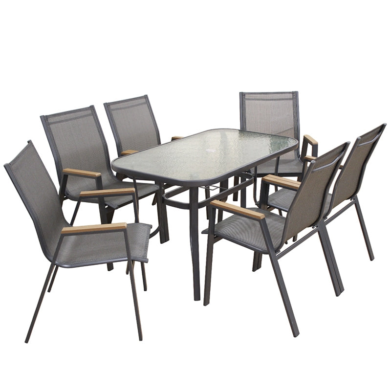 SELBY SET ΤΡΑΠΕΖΑΡΙΑΣ 7 ΤΜΧ ΑΝΘΡΑΚΙ 120x70εκ