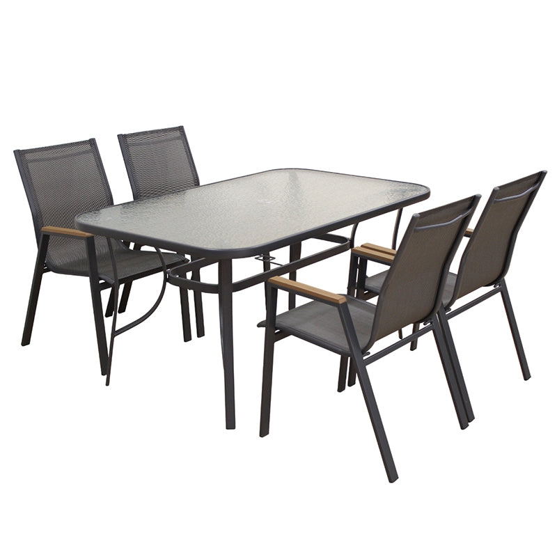 SELBY SET ΤΡΑΠΕΖΑΡΙΑΣ 5 ΤΜΧ ΑΝΘΡΑΚΙ 140x80εκ