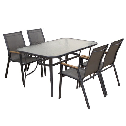 SELBY SET ΤΡΑΠΕΖΑΡΙΑΣ 5 ΤΜΧ ΑΝΘΡΑΚΙ 140x80εκ
