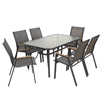 SELBY SET ΤΡΑΠΕΖΑΡΙΑΣ 7 ΤΜΧ ΑΝΘΡΑΚΙ 150x90εκ