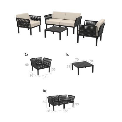 PORTOFINO LOUNGE SET 2ΘΕΣ. TAUPE/ΜΑΞ. BEIGE