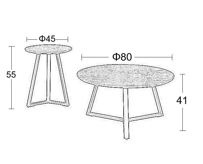 ALEX SET 2 ΤΜΧ SONOMA OAK ΤΡΑΠΕΖΙ ΣΑΛΟΝΙΟΥ Φ45x55 & Φ80x41