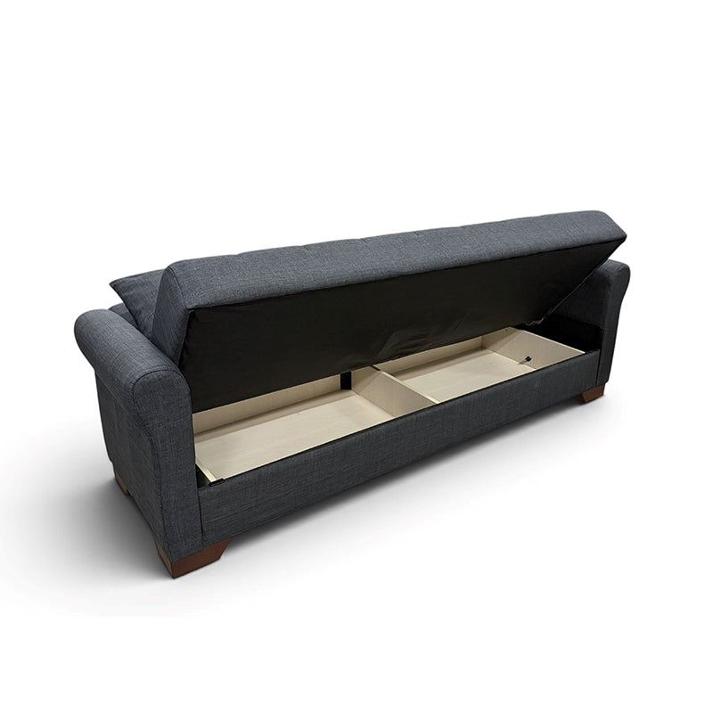 VAVEL DARK GREY ΥΦΑΣΜΑ 3ΘΕΣΙΟΣ ΚΑΝΑΠΕΣ/ΚΡΕΒΑΤΙ ΜΕ ΑΠΟΘ. ΧΩΡΟ 216x85x80