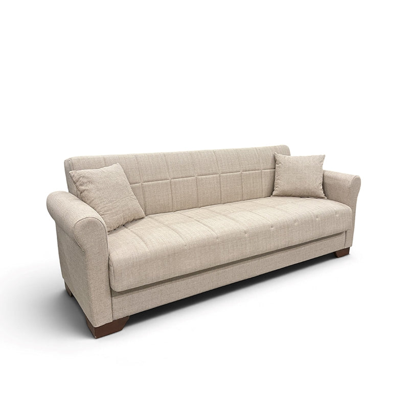 VAVEL LIGHT BROWN ΥΦΑΣΜΑ 3ΘΕΣΙΟΣ ΚΑΝΑΠΕΣ/ΚΡΕΒΑΤΙ ΜΕ ΑΠΟΘ. ΧΩΡΟ 216x85x80