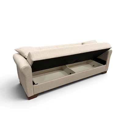 VAVEL LIGHT BROWN ΥΦΑΣΜΑ 3ΘΕΣΙΟΣ ΚΑΝΑΠΕΣ/ΚΡΕΒΑΤΙ ΜΕ ΑΠΟΘ. ΧΩΡΟ 216x85x80