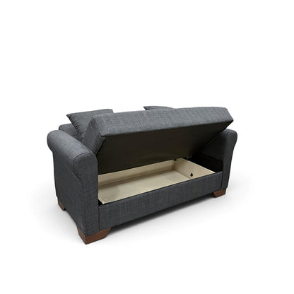 VAVEL DARK GREY ΥΦΑΣΜΑ 2ΘΕΣΙΟΣ ΚΑΝΑΠΕΣ/ΚΡΕΒΑΤΙ ΜΕ ΑΠΟΘ. ΧΩΡΟ 156x85x80