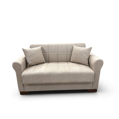 VAVEL LIGHT BROWN ΥΦΑΣΜΑ 2ΘΕΣΙΟΣ ΚΑΝΑΠΕΣ/ΚΡΕΒΑΤΙ ΜΕ ΑΠΟΘ. ΧΩΡΟ 156x85x80