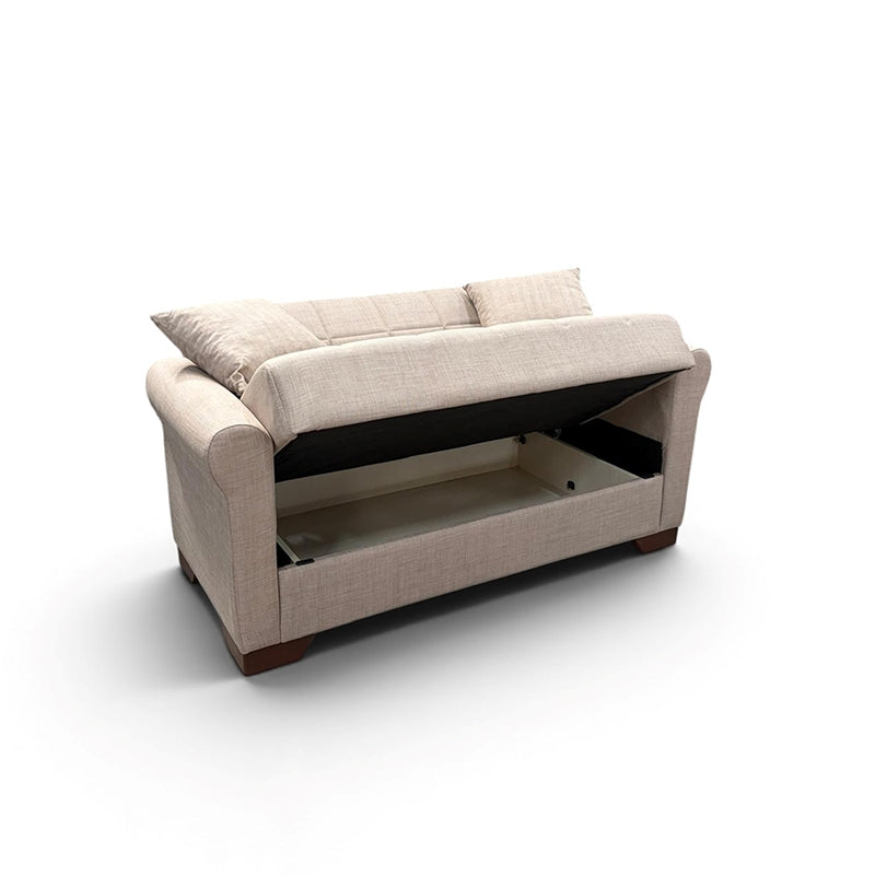 VAVEL LIGHT BROWN ΥΦΑΣΜΑ 2ΘΕΣΙΟΣ ΚΑΝΑΠΕΣ/ΚΡΕΒΑΤΙ ΜΕ ΑΠΟΘ. ΧΩΡΟ 156x85x80