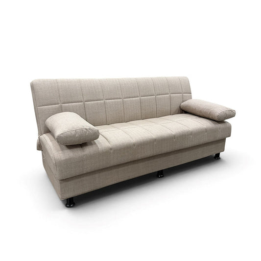 NELY LIGHT BROWN ΥΦΑΣΜΑ 3ΘΕΣΙΟΣ ΚΑΝΑΠΕΣ/ΚΡΕΒΑΤΙ ΜΕ ΑΠΟΘ. ΧΩΡΟ 190x88x82