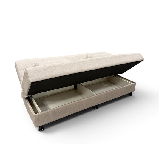 NELY LIGHT BROWN ΥΦΑΣΜΑ 3ΘΕΣΙΟΣ ΚΑΝΑΠΕΣ/ΚΡΕΒΑΤΙ ΜΕ ΑΠΟΘ. ΧΩΡΟ 190x88x82