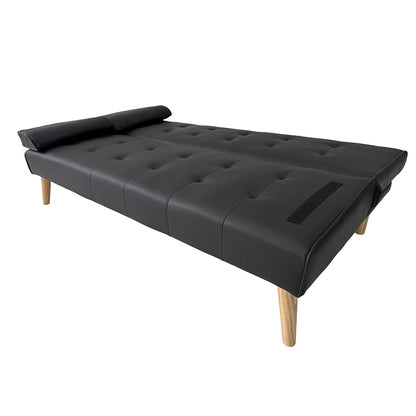 MERYL BLACK PU ΚΑΝΑΠΕΣ ΚΡΕΒΑΤΙ 170x81x74