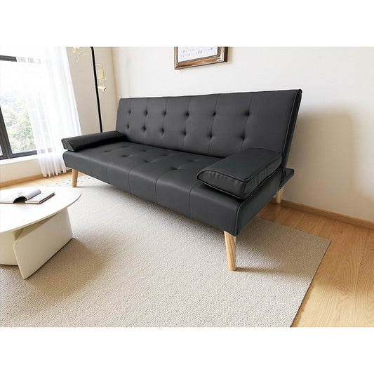 MERYL BLACK PU ΚΑΝΑΠΕΣ ΚΡΕΒΑΤΙ 170x81x74