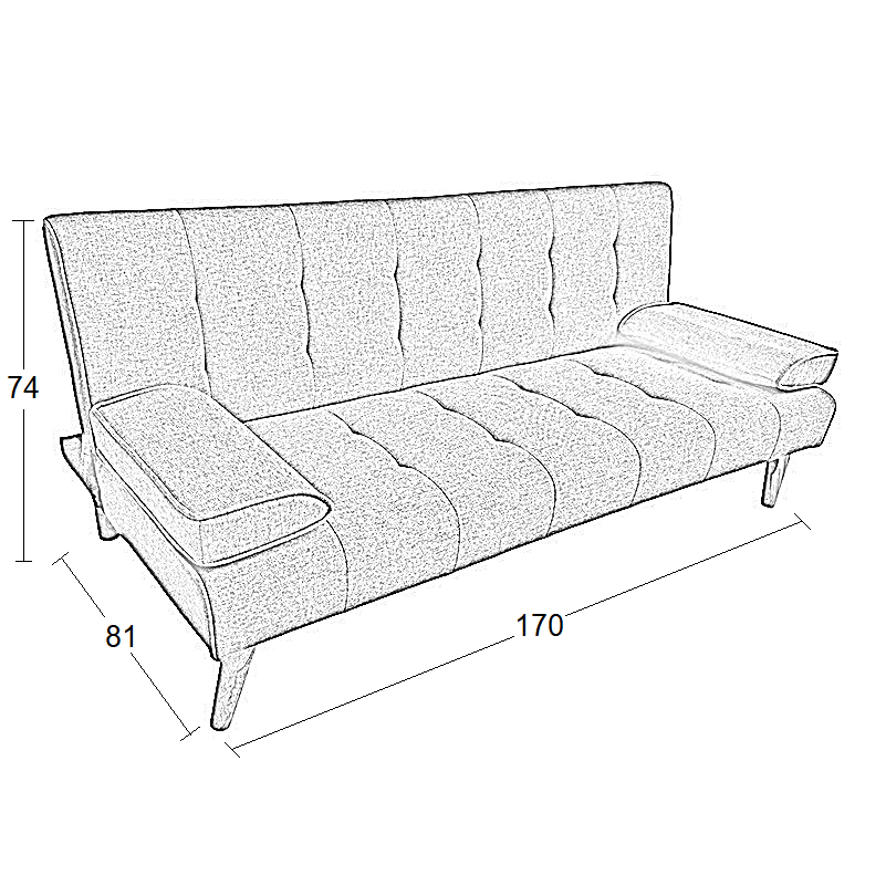 MERYL LIGHT GREY ΥΦΑΣΜΑ ΚΑΝΑΠΕΣ ΚΡΕΒΑΤΙ 170x81x74