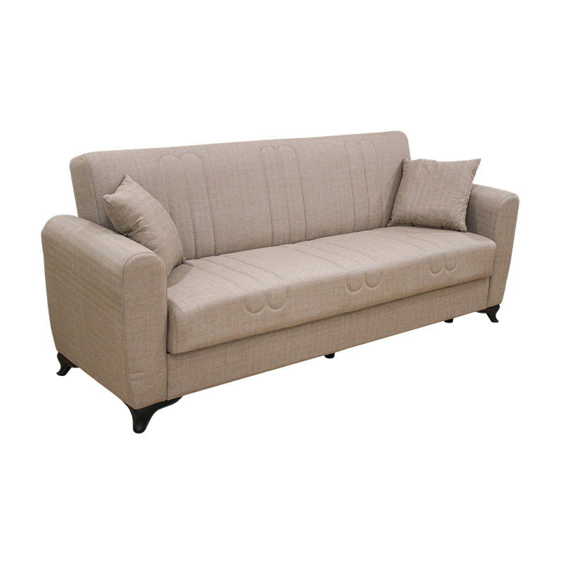 MELINA LIGHT BROWN FABRIC 3-SEATER SOFA/BED WITH STORAGE 216x80x88