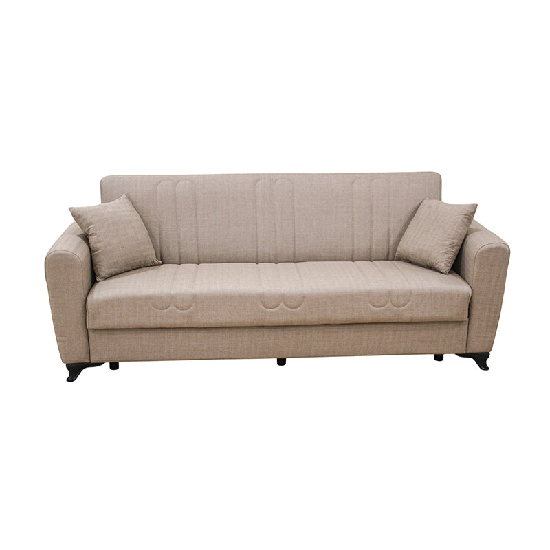 MELINA LIGHT BROWN FABRIC 3-SEATER SOFA/BED WITH STORAGE 216x80x88