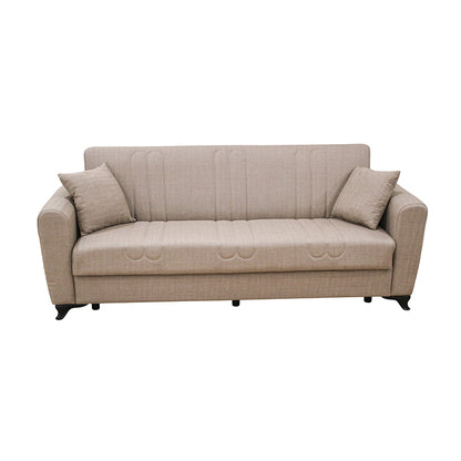 MELINA LIGHT BROWN FABRIC 3-SEATER SOFA/BED WITH STORAGE 216x80x88