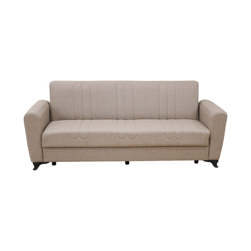 MELINA LIGHT BROWN FABRIC 3-SEATER SOFA/BED WITH STORAGE 216x80x88