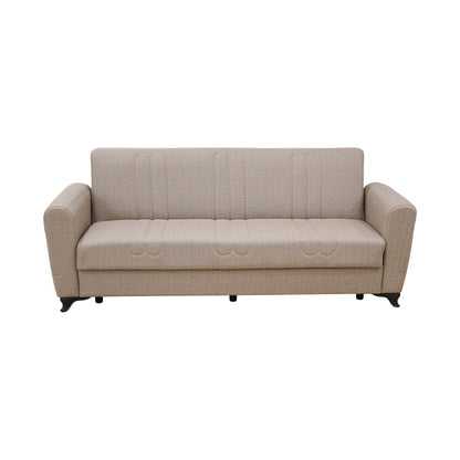 MELINA LIGHT BROWN FABRIC 3-SEATER SOFA/BED WITH STORAGE 216x80x88