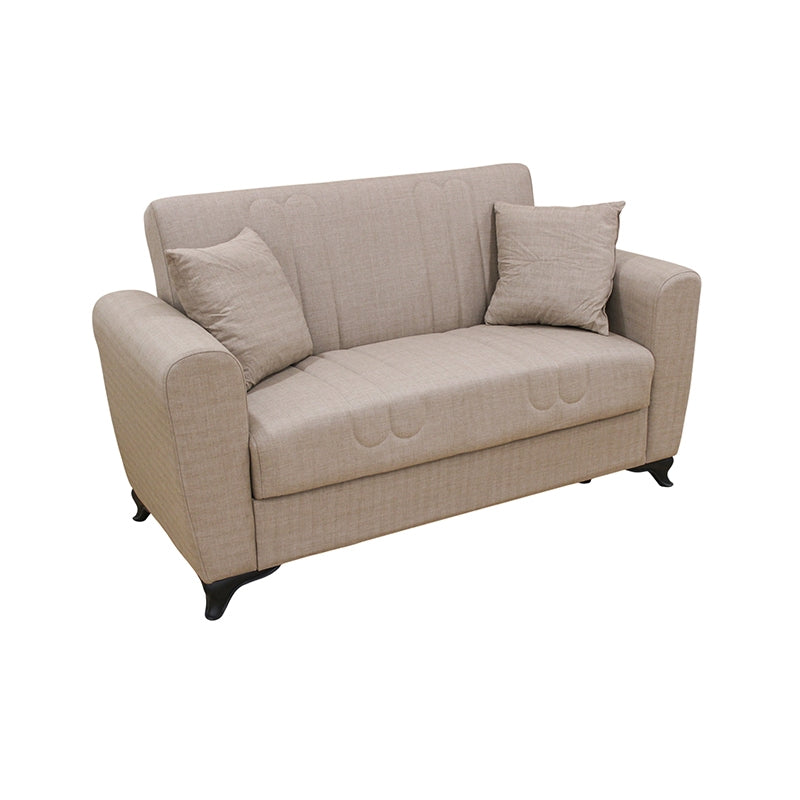 MELINA LIGHT BROWN FABRIC 2-SEATER SOFA/BED WITH STORAGE 156x80x88