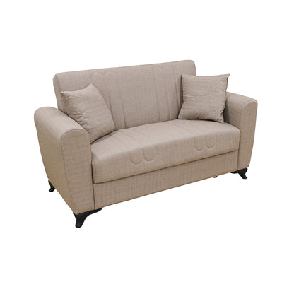MELINA LIGHT BROWN FABRIC 2-SEATER SOFA/BED WITH STORAGE 156x80x88