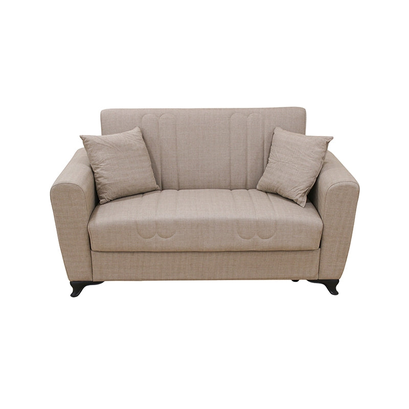 MELINA LIGHT BROWN FABRIC 2-SEATER SOFA/BED WITH STORAGE 156x80x88