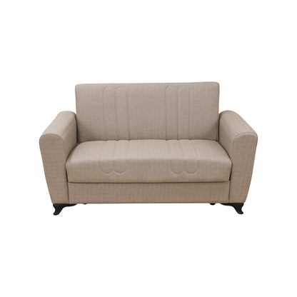 MELINA LIGHT BROWN FABRIC 2-SEATER SOFA/BED WITH STORAGE 156x80x88