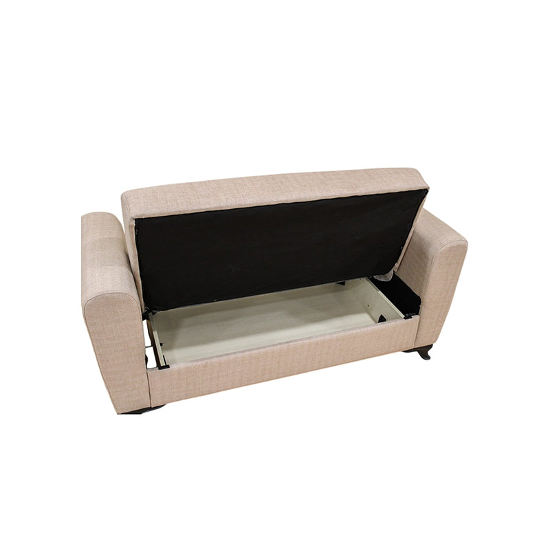 MELINA LIGHT BROWN FABRIC 2-SEATER SOFA/BED WITH STORAGE 156x80x88